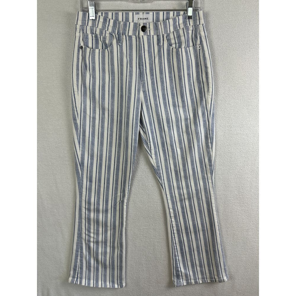 Frame Jeans Women's 30 Kick Boot Blue Striped